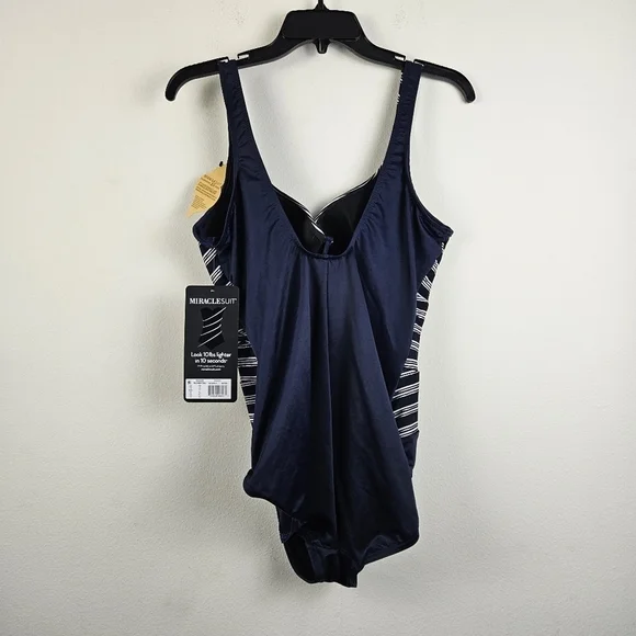 Miraclesuit Blue and White One Piece Swimwear with Nautical Stripes - Picture 8 of 10
